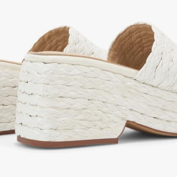 White Raffia Slip On Platform Sandal - Bridal Sandals - Picture 3 of 5